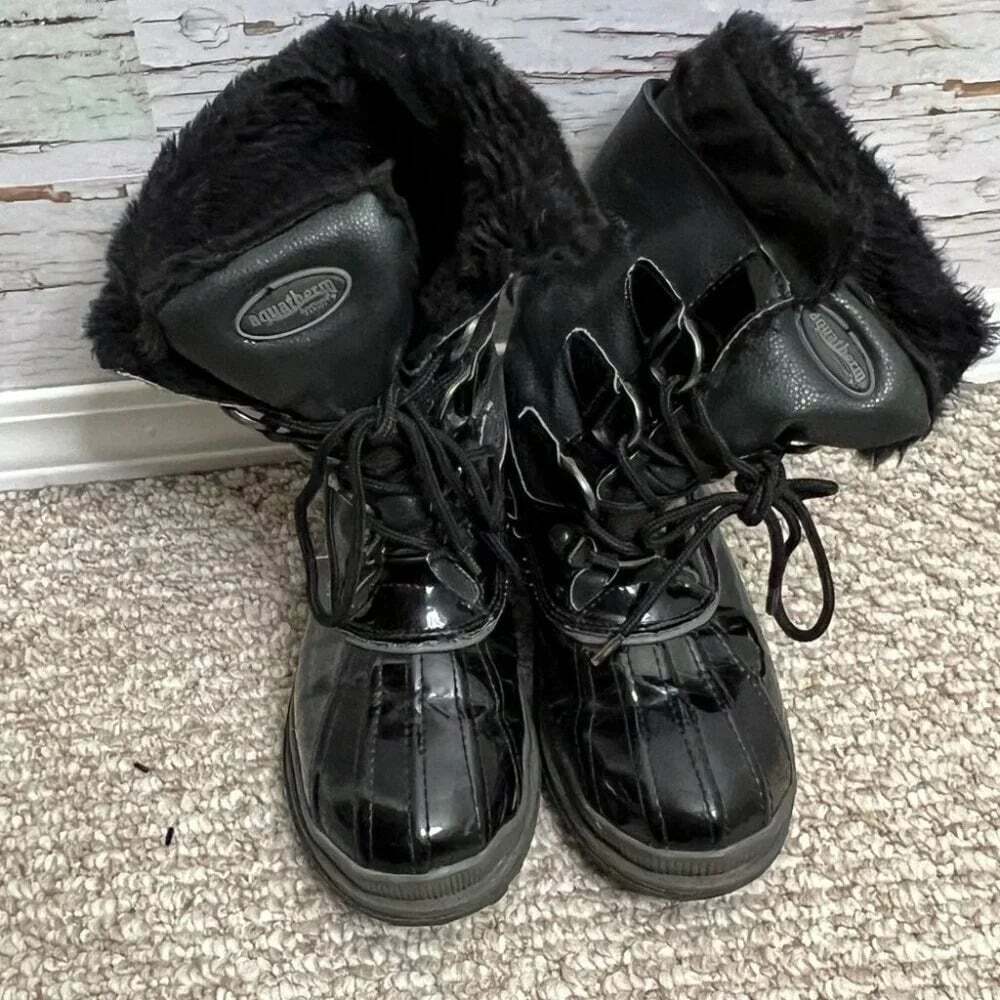 Aquatherm santana black winter fur warm boots size 6